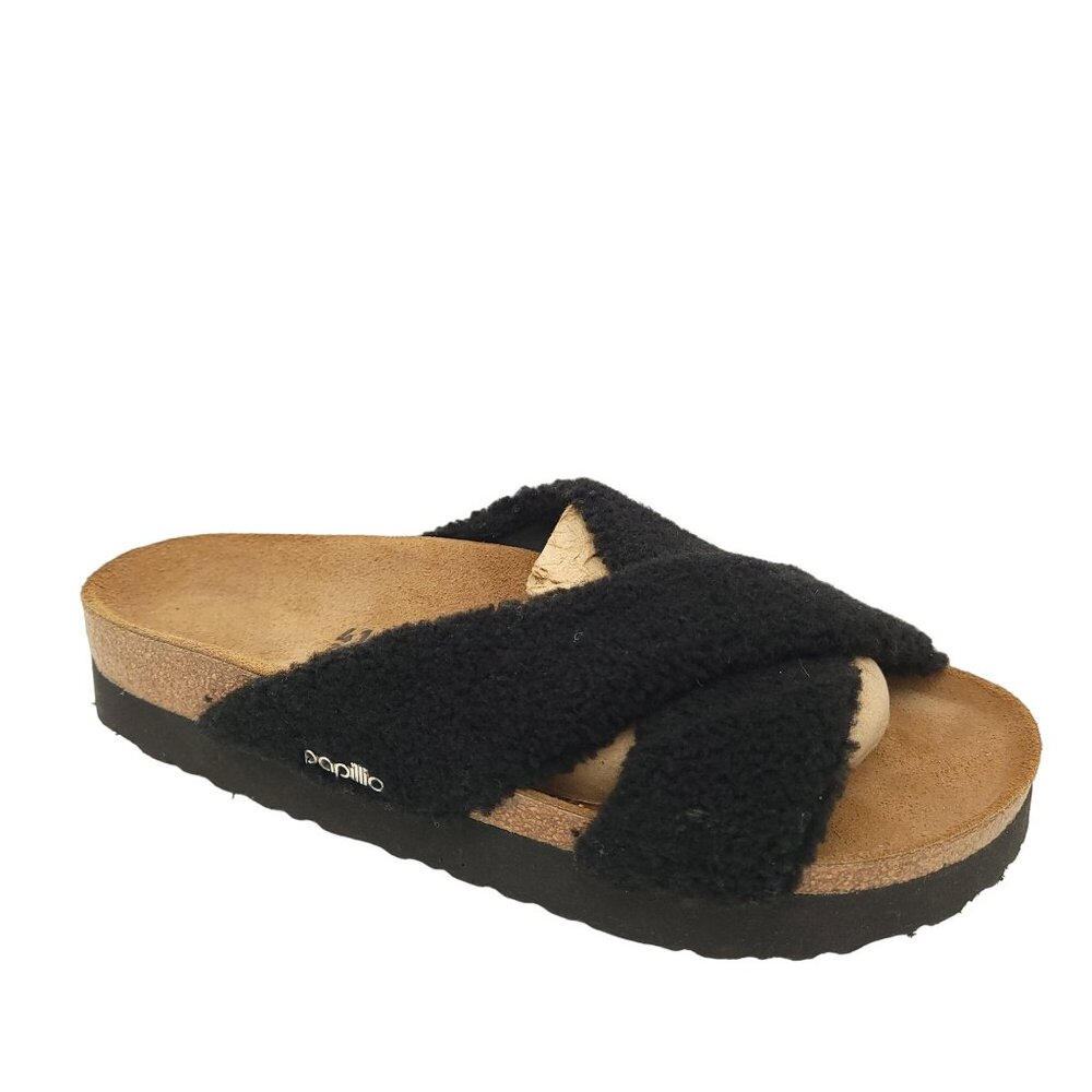 Birkenstock Black Fuzzy Sandals